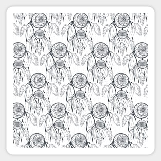 Classy Black dreamcatcher White Pattern Sticker